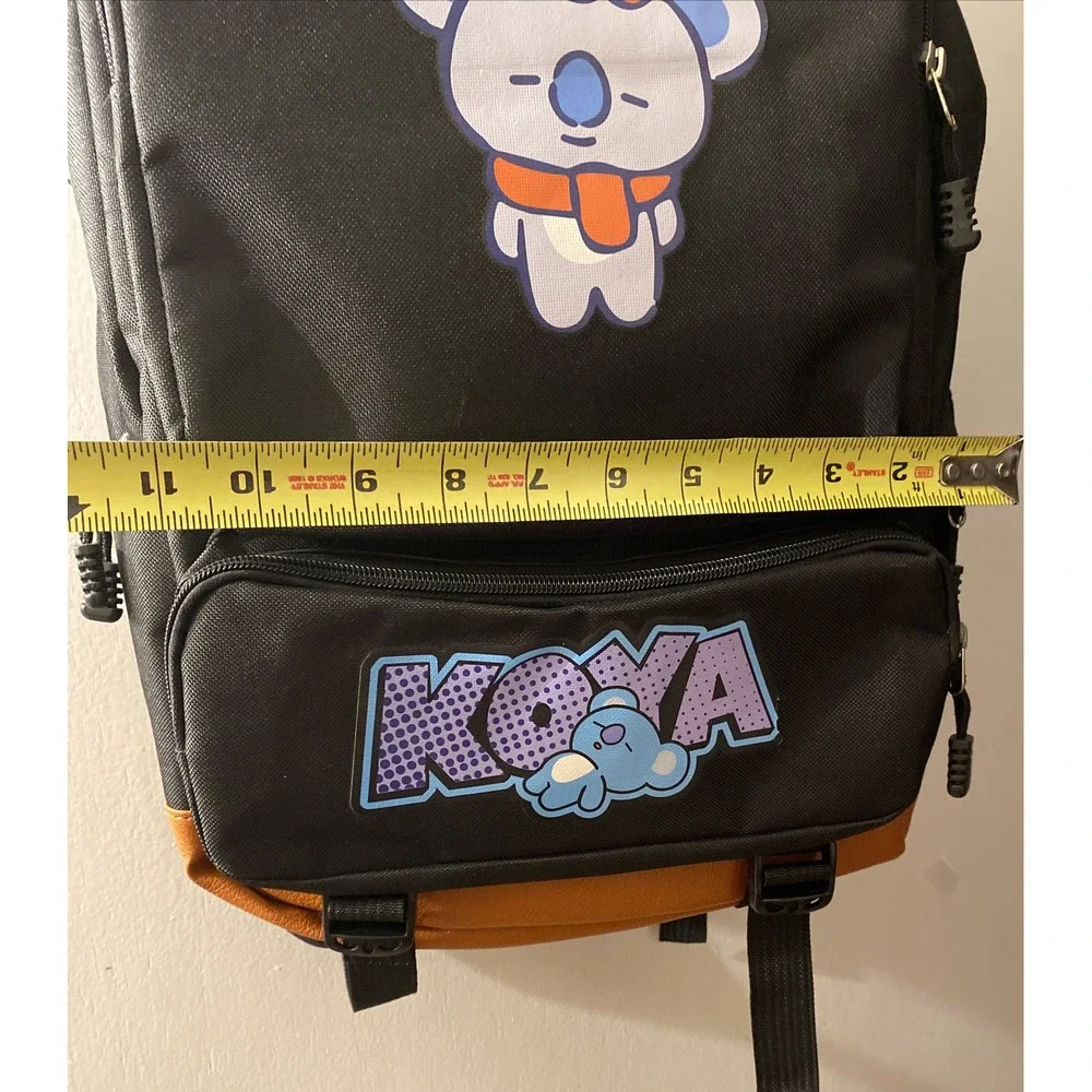 Backpack Koya Koala Bear Kooky BT21 Black With Brown Faux Leather School Bag